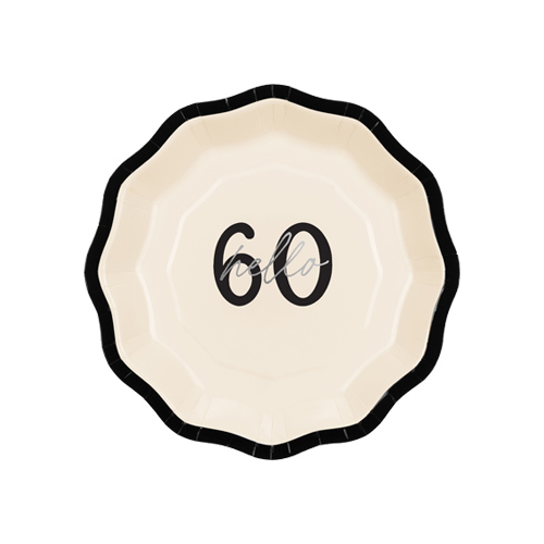 Hello 60 Elegant Milestone Birthday Round Paper Plates 18cm - Pack of 6 Product Gallery Image
