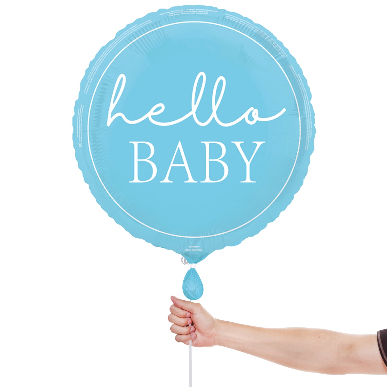 Hello Baby Blue Round Foil Balloon 46cm / 18 in Product Gallery Image