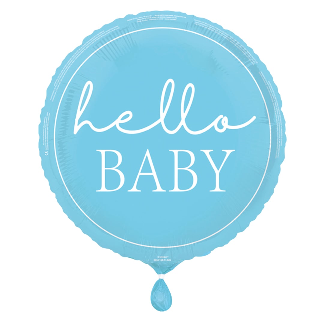 Hello Baby Blue Round Foil Balloon 46cm / 18 in