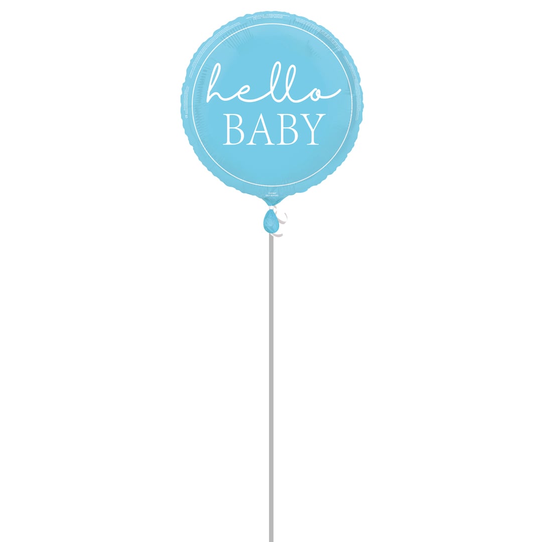 Hello Baby Blue Round Foil Balloon Balloon In A Box Product Gallery Image