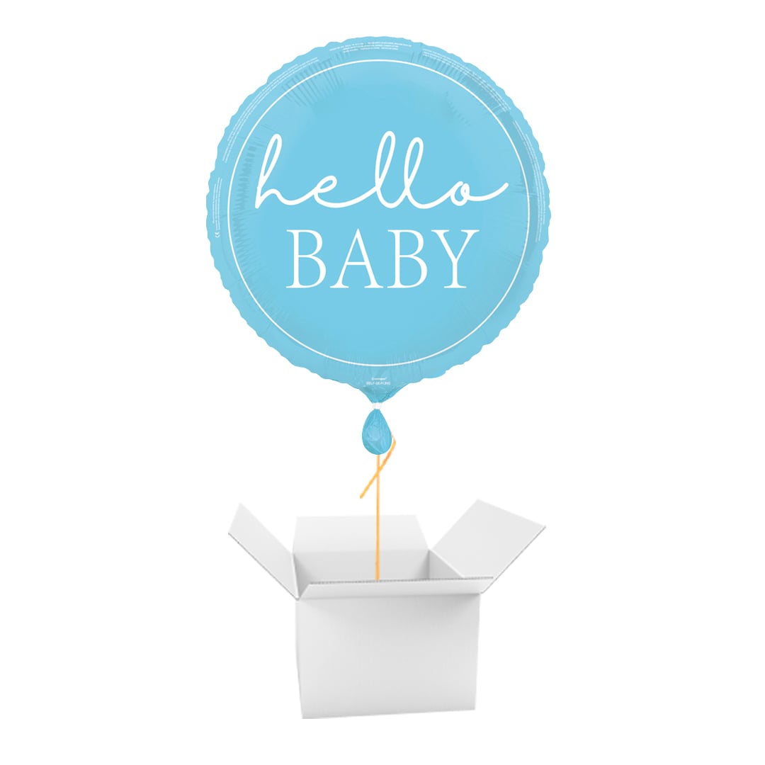 Hello Baby Blue Round Foil Balloon Balloon In A Box