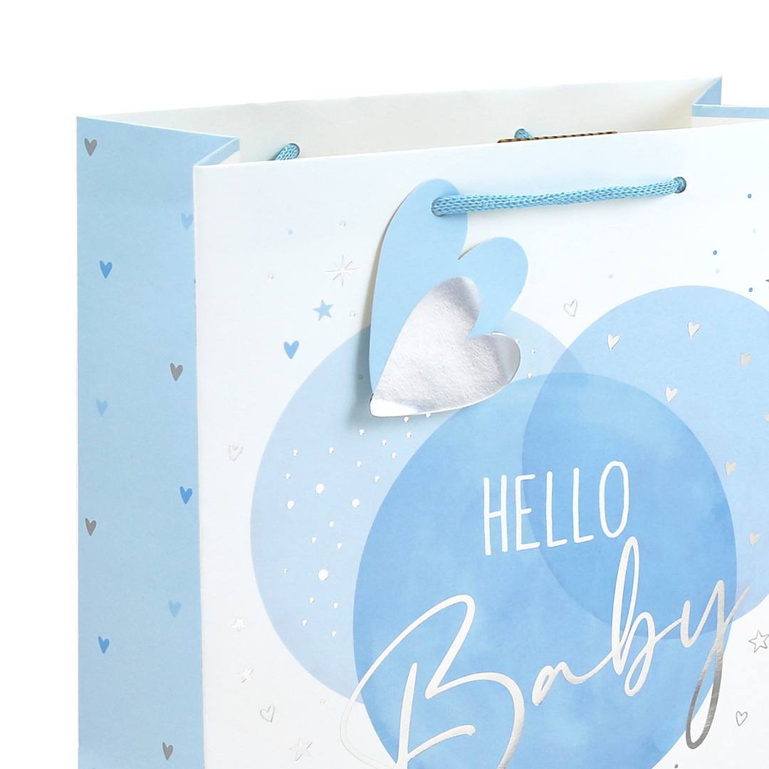 Hello Baby Boy Blue Large White Gift Bag 33cm Product Gallery Image