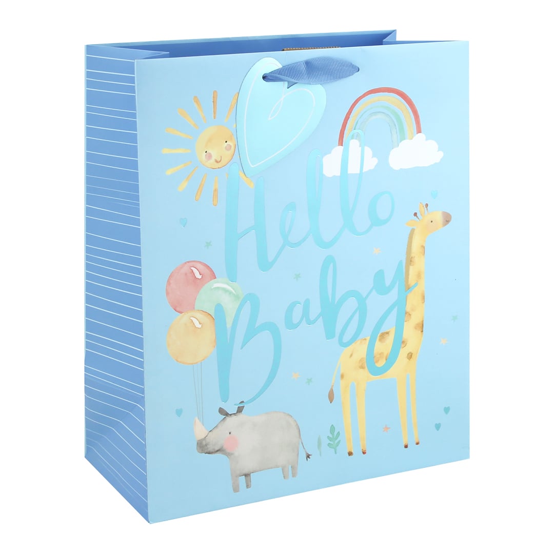 Hello Baby Boy Large Blue Gift Bag 33cm