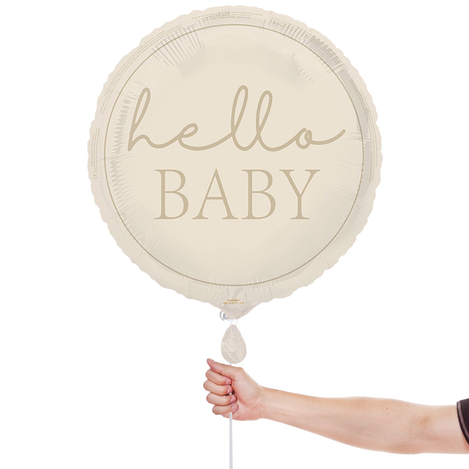 Hello Baby Neutral Round Foil Balloon 46cm / 18 in Product Gallery Image