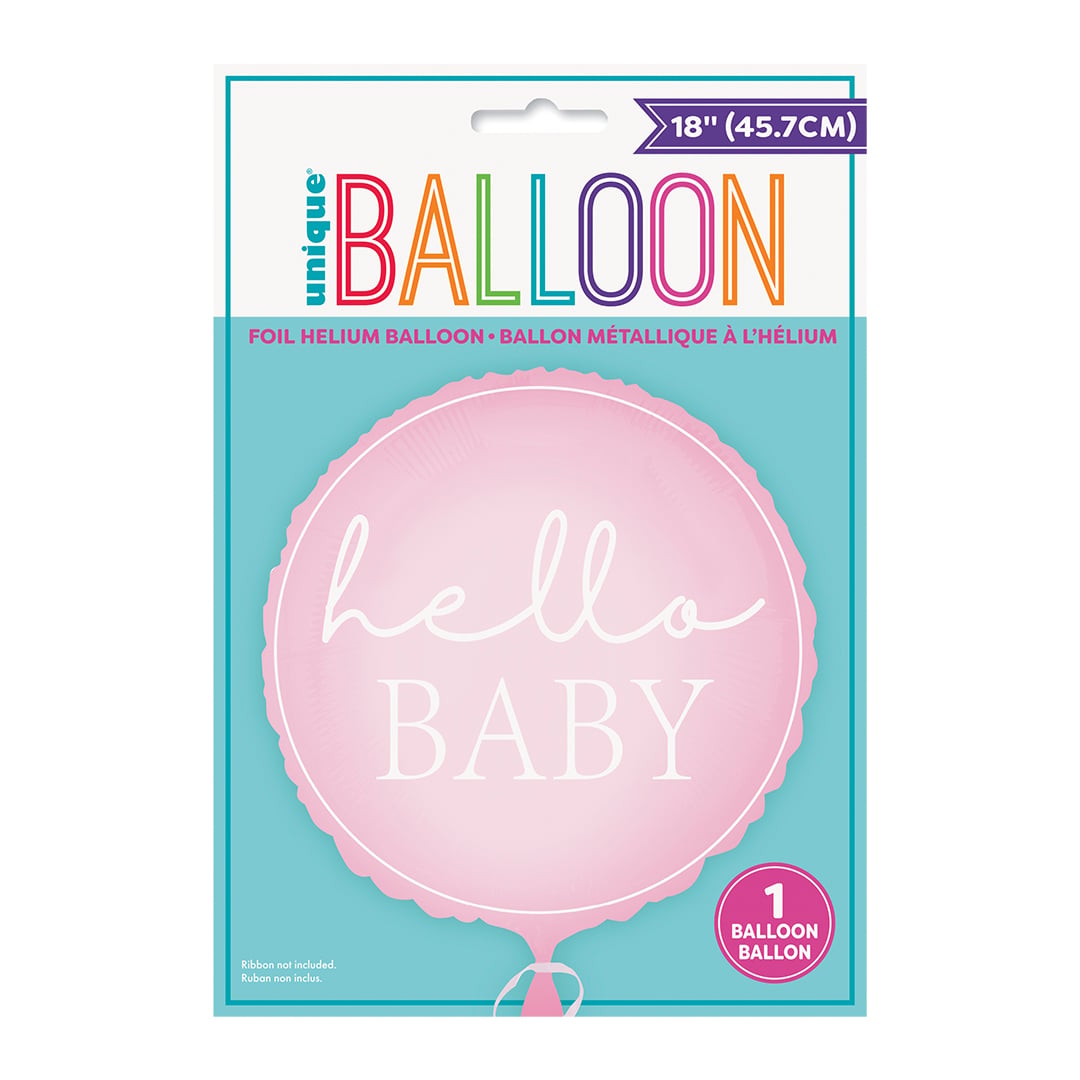 Hello Baby Pink Round Foil Balloon 46cm / 18 in Product Gallery Image