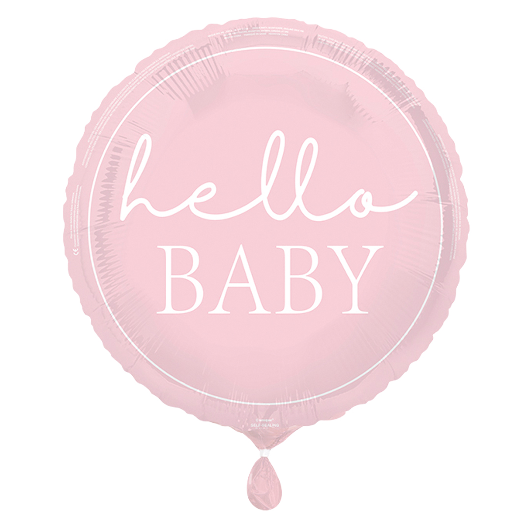 Hello Baby Pink Round Foil Balloon 46cm / 18 in