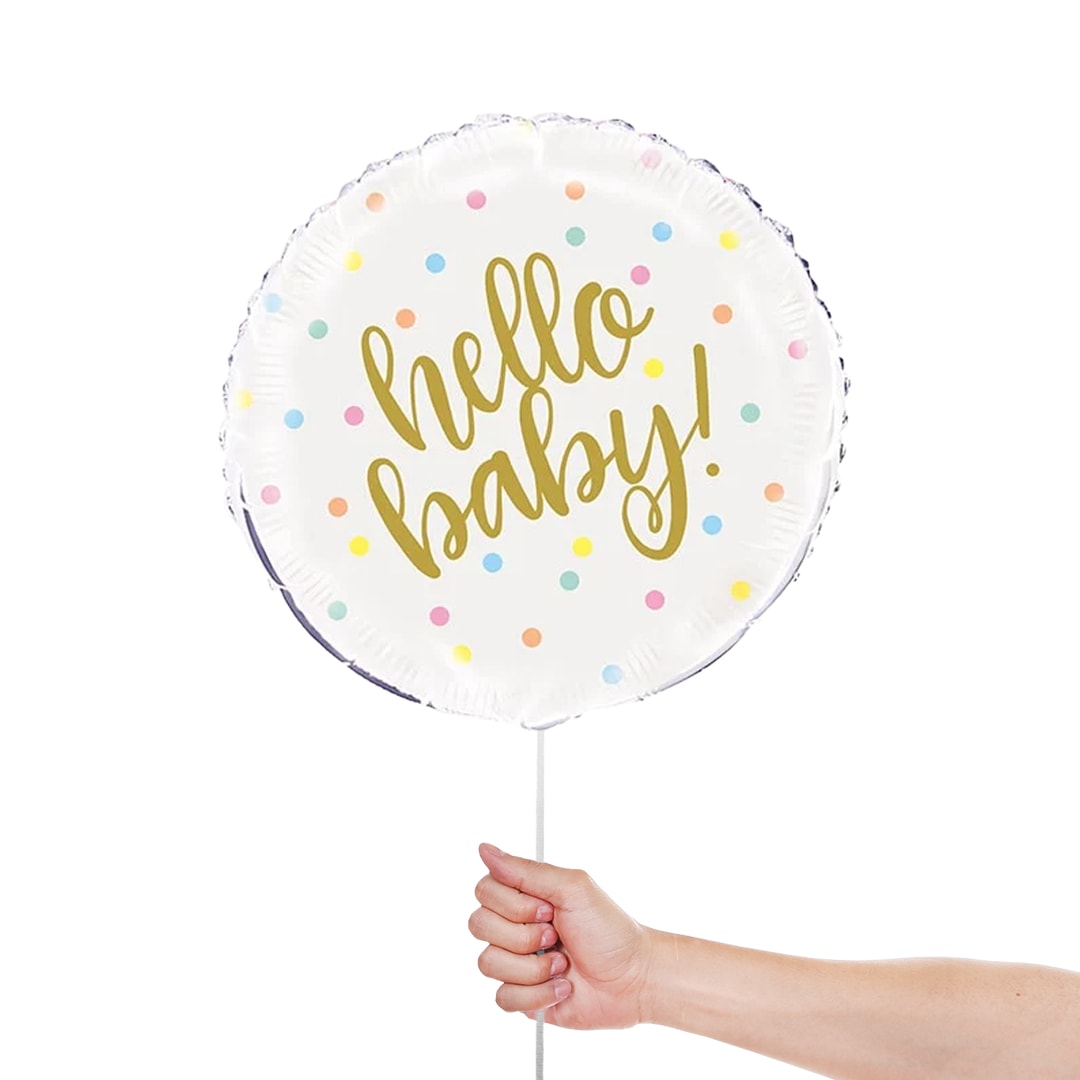 Hello Baby Round Foil Helium Balloon 46cm / 18 in Product Gallery Image