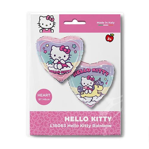 Hello Kitty Rainbow Heart Shape Foil Helium Balloon 46cm / 18 in Product Gallery Image