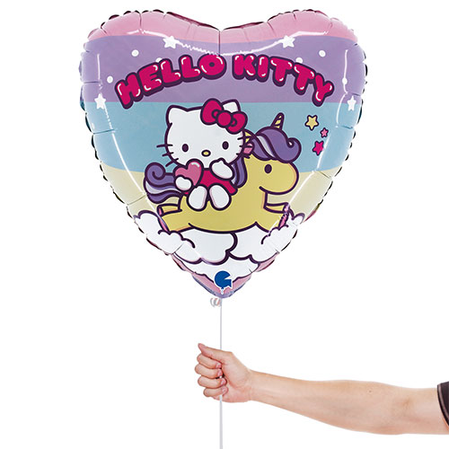 Hello Kitty Rainbow Heart Shape Foil Helium Balloon 46cm / 18 in Product Gallery Image