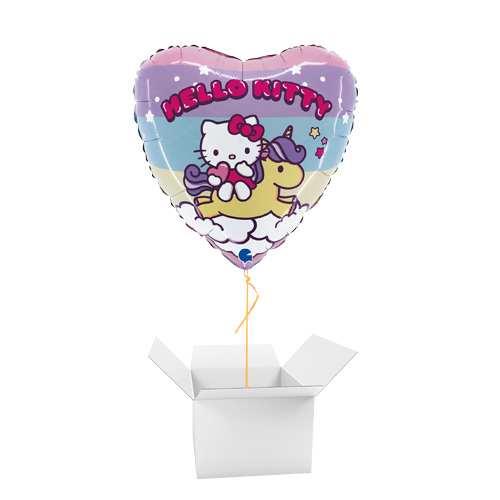 Hello Kitty Rainbow Heart Shape Foil Helium Balloon - Inflated Balloon in a Box Product Gallery Image