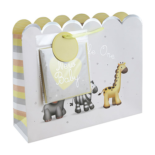 Hello Little One Neutral Baby Large Shopper Gift Bag with Greeting Card 37cm Product Gallery Image