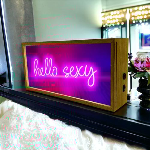 Hello Sexy LED Light Box Wood Room Sign Product Gallery Image