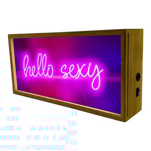 Hello Sexy LED Light Box Wood Room Sign Product Gallery Image