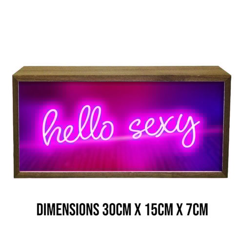 Hello Sexy LED Light Box Wood Room Sign Product Gallery Image