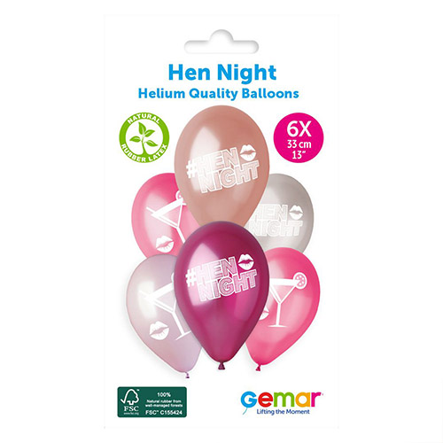 Hen Night Pink Latex Balloons 33cm / 13 in - Pack of 6 Product Gallery Image