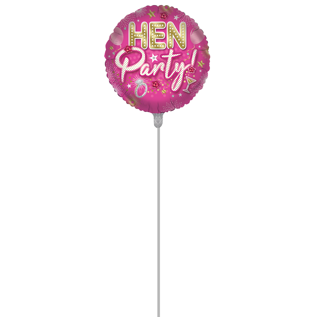 Hen Party Hot Pink Round Foil Balloon - Inflated Balloon In A Box Product Gallery Image