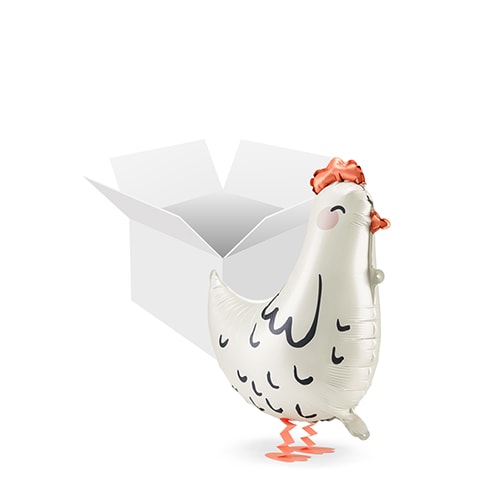 Hen Walking Helium Foil Balloon - Inflated Balloon in a Box Product Gallery Image