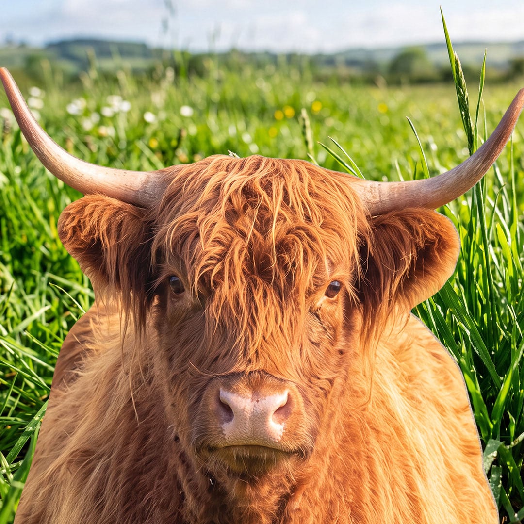 Highland Cow in Meadow Lifesize Cardboard Cutout 168cm View 5