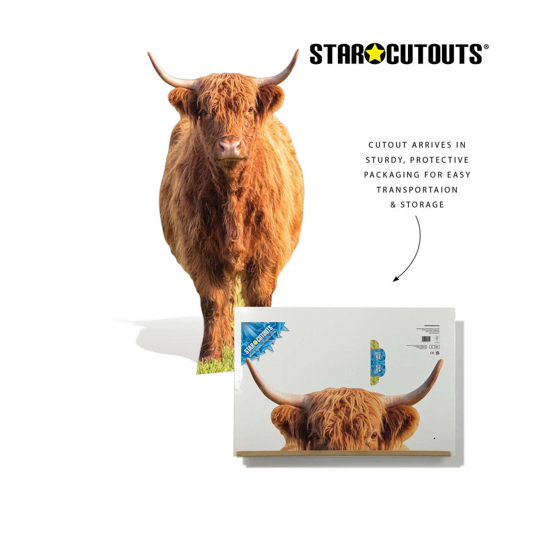 Highland Cow in Meadow Lifesize Cardboard Cutout 168cm View 7