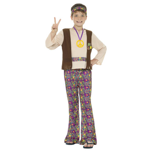 Hippie Boy 70s Fancy Dress Costume Kids Medium - Age 7-9 Product Gallery Image