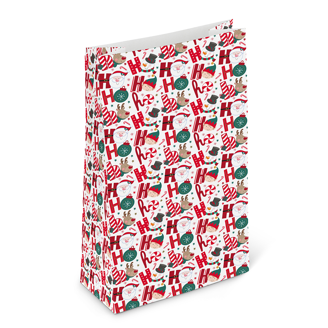 Ho Ho Ho Christmas Characters White Kraft Paper Present Sack 70cm