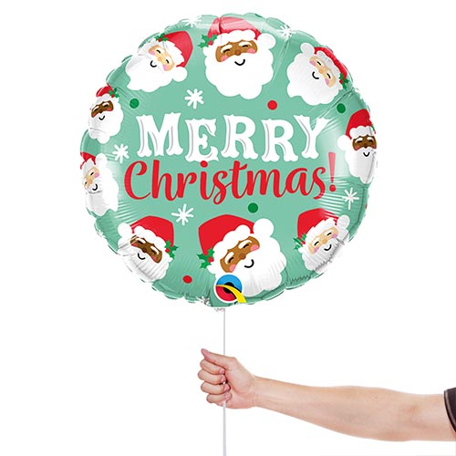 Ho Ho Ho Christmas Santas Mint Green Round Foil Helium Balloon 46cm / 18 in Product Gallery Image