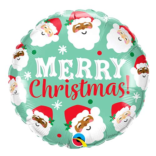 Ho Ho Ho Christmas Santas Mint Green Round Foil Helium Balloon 46cm / 18 in Product Gallery Image