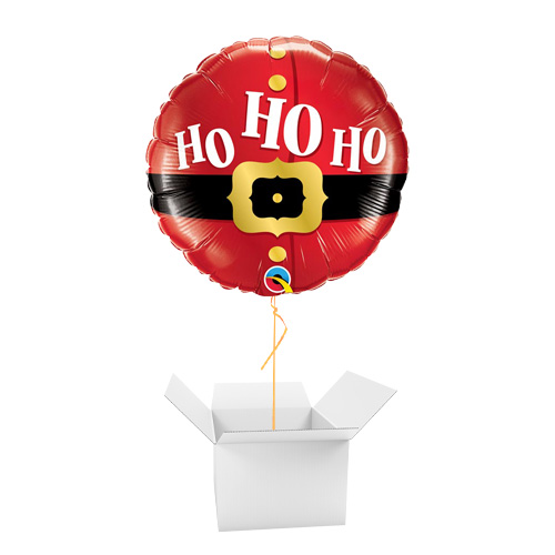 Ho Ho Ho Santa's Belt Christmas Round Foil Helium Balloon - Inflated Balloon in a Box Product Gallery Image