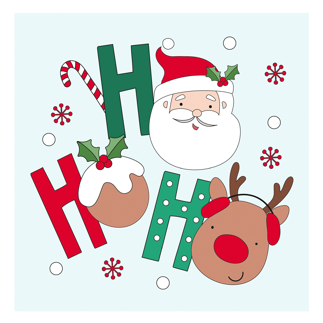 Ho Ho Ho Santa Claus & Reindeer Christmas Gel Window Sticker View 2