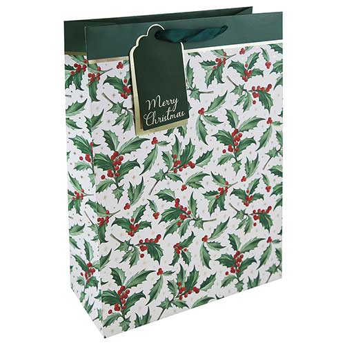 Holly Forest Green Christmas Extra Large Gift Bag 45cm Product Image