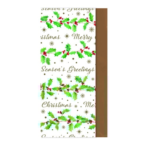 Holly Season's Greetings Christmas Tissue Gift Paper - Pack of 8 Product Image