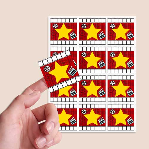 Hollywood Design 65mm Square Sticker sheet of 12 Product Gallery Image