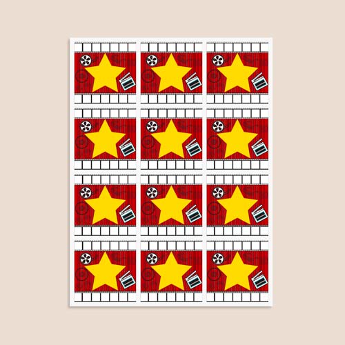 Hollywood Design 65mm Square Sticker sheet of 12 Product Gallery Image