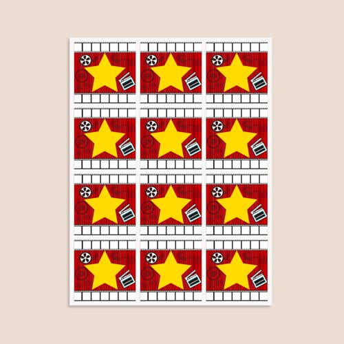 Hollywood Design 65mm Square Sticker sheet of 12 Product Gallery Image