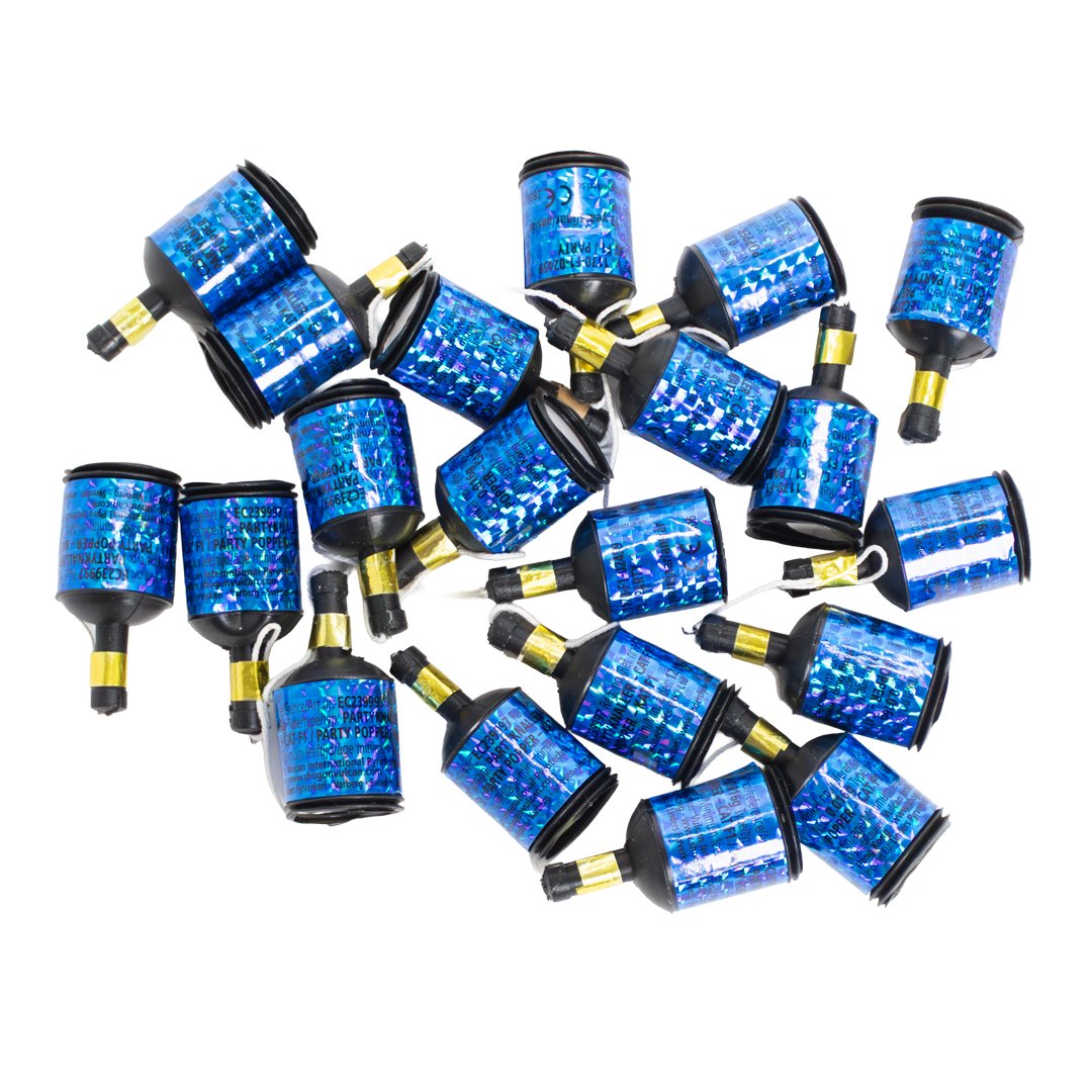 Holographic Blue Party Poppers - Pack of 20