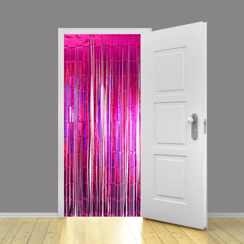 Holographic Hot Pink Foil Door Curtain Backdrop 92cm x 244cm - Pack of 10 Product Gallery Image