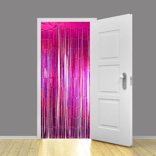 Holographic Hot Pink Foil Door Curtain Backdrop 92cm x 244cm - Pack of 25 Product Gallery Image