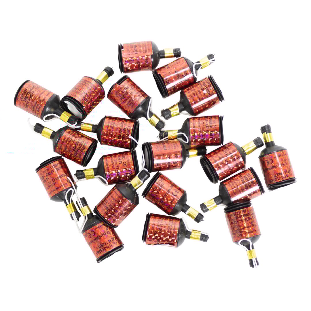 Holographic Rose Red Party Poppers - Pack of 20
