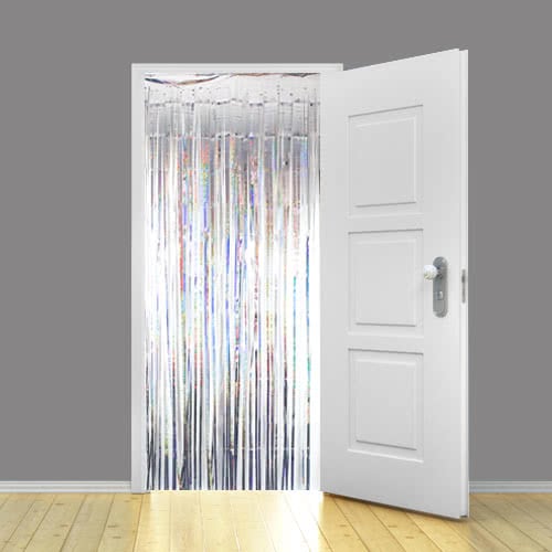 Holographic Silver Foil Door Curtain Backdrop 92cm x 244cm - Pack of 25 Product Gallery Image