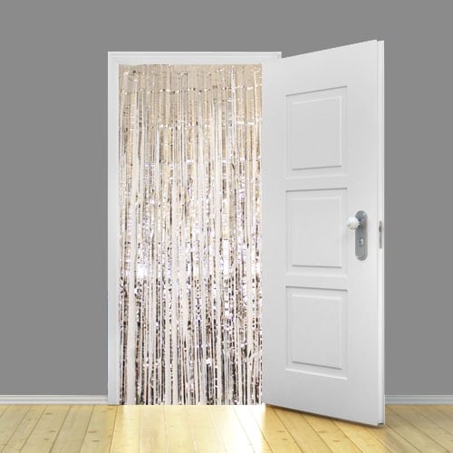 Holographic Silver Foil Door Curtain Backdrop 95cm x 200cm - Pack of 5