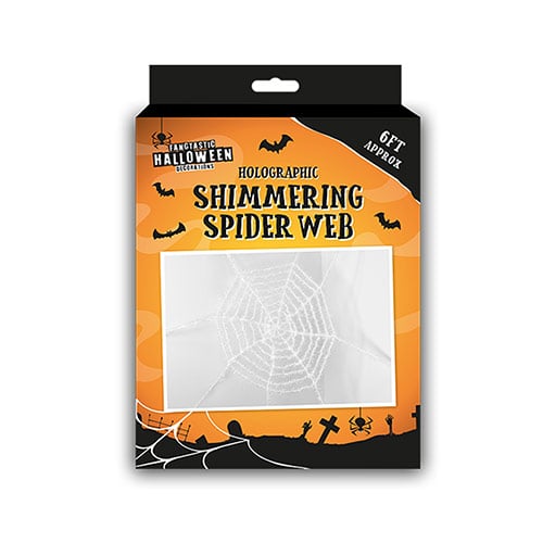 Holographic White Shimmering Cobweb Halloween Decoration 5ft Product Gallery Image
