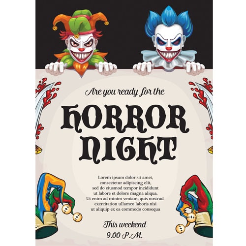 Horror Night Clowns Halloween Poster PVC Party Sign Decoration Product Gallery Image