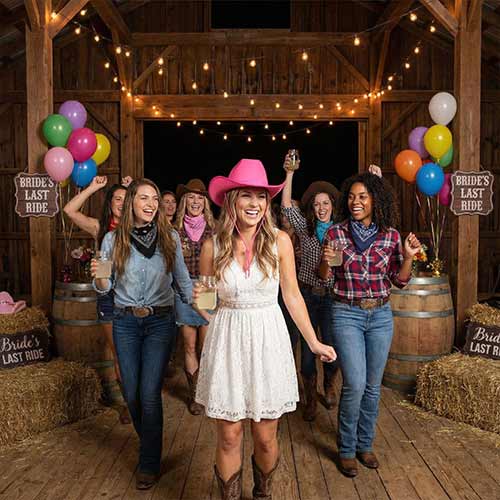 Hot Pink Adults Cowboy Hat with Silver Stud Detail Fancy Dress Accessory Product Gallery Image
