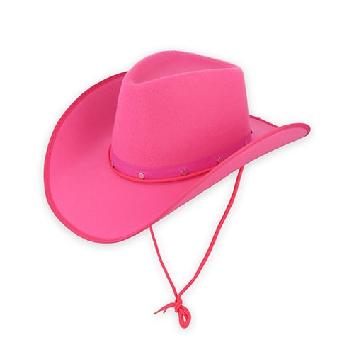 Hot Pink Adults Cowboy Hat with Silver Stud Detail Fancy Dress Accessory
