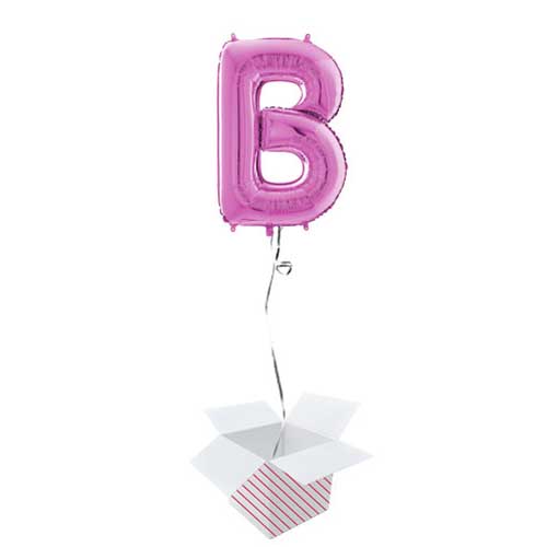 Hot Pink Letter B Helium Foil Giant Balloon - Inflated Balloon in a Box Product Gallery Image