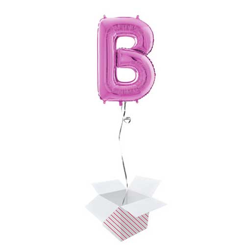 Hot Pink Letter B Helium Foil Giant Balloon - Inflated Balloon in a Box Product Image