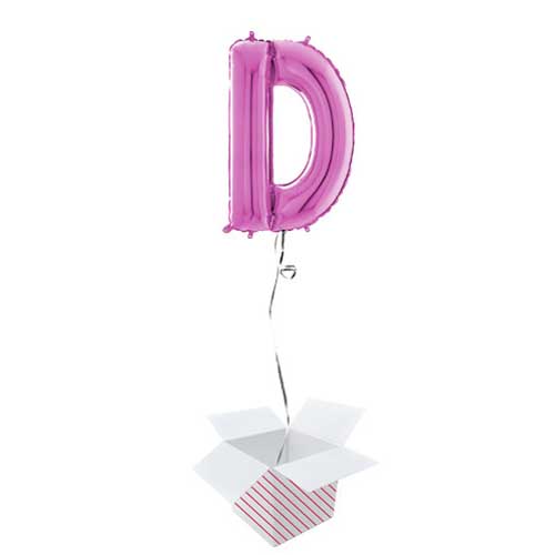 Hot Pink Letter D Helium Foil Giant Balloon - Inflated Balloon in a Box Product Gallery Image