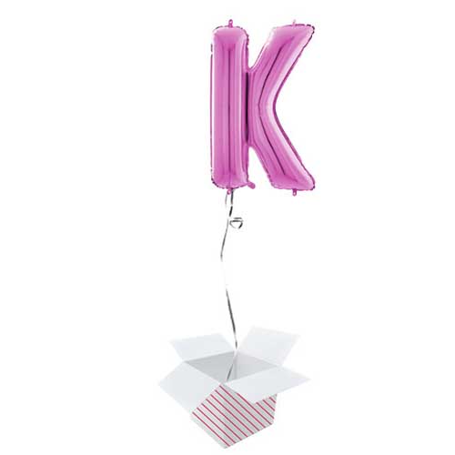 Hot Pink Letter K Helium Foil Giant Balloon - Inflated Balloon in a Box Product Gallery Image