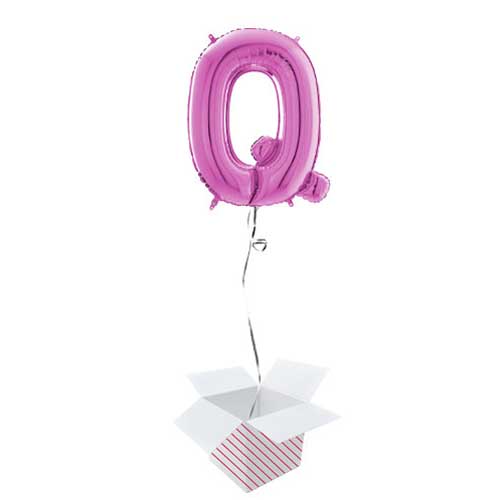 Hot Pink Letter Q Helium Foil Giant Balloon - Inflated Balloon in a Box Product Gallery Image