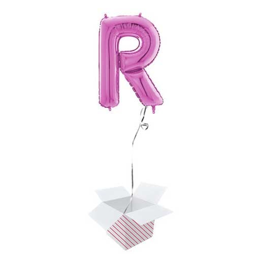 Hot Pink Letter R Helium Foil Giant Balloon - Inflated Balloon in a Box Product Image